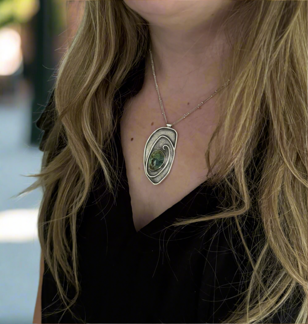 Peruvian Opal and Sterling Silver Tidepool Necklace