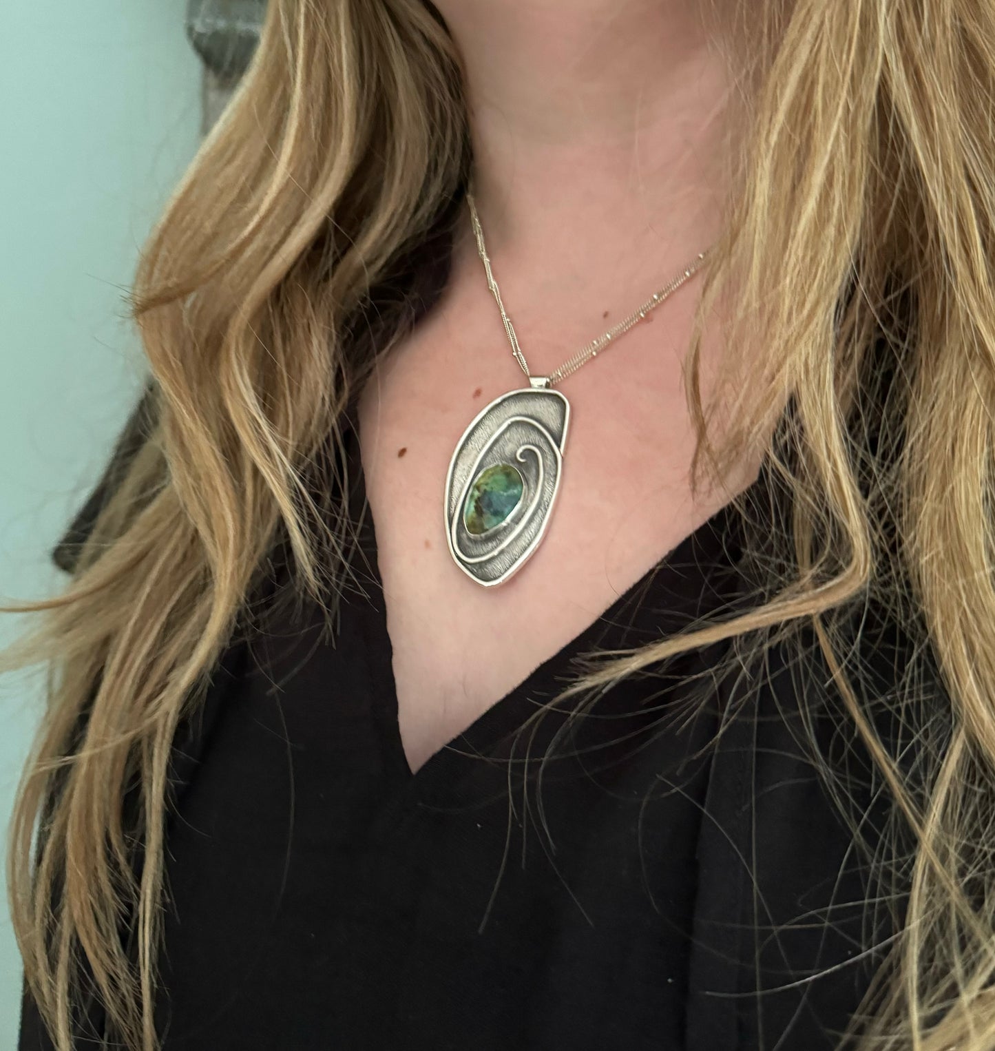 Peruvian Opal and Sterling Silver Tidepool Necklace