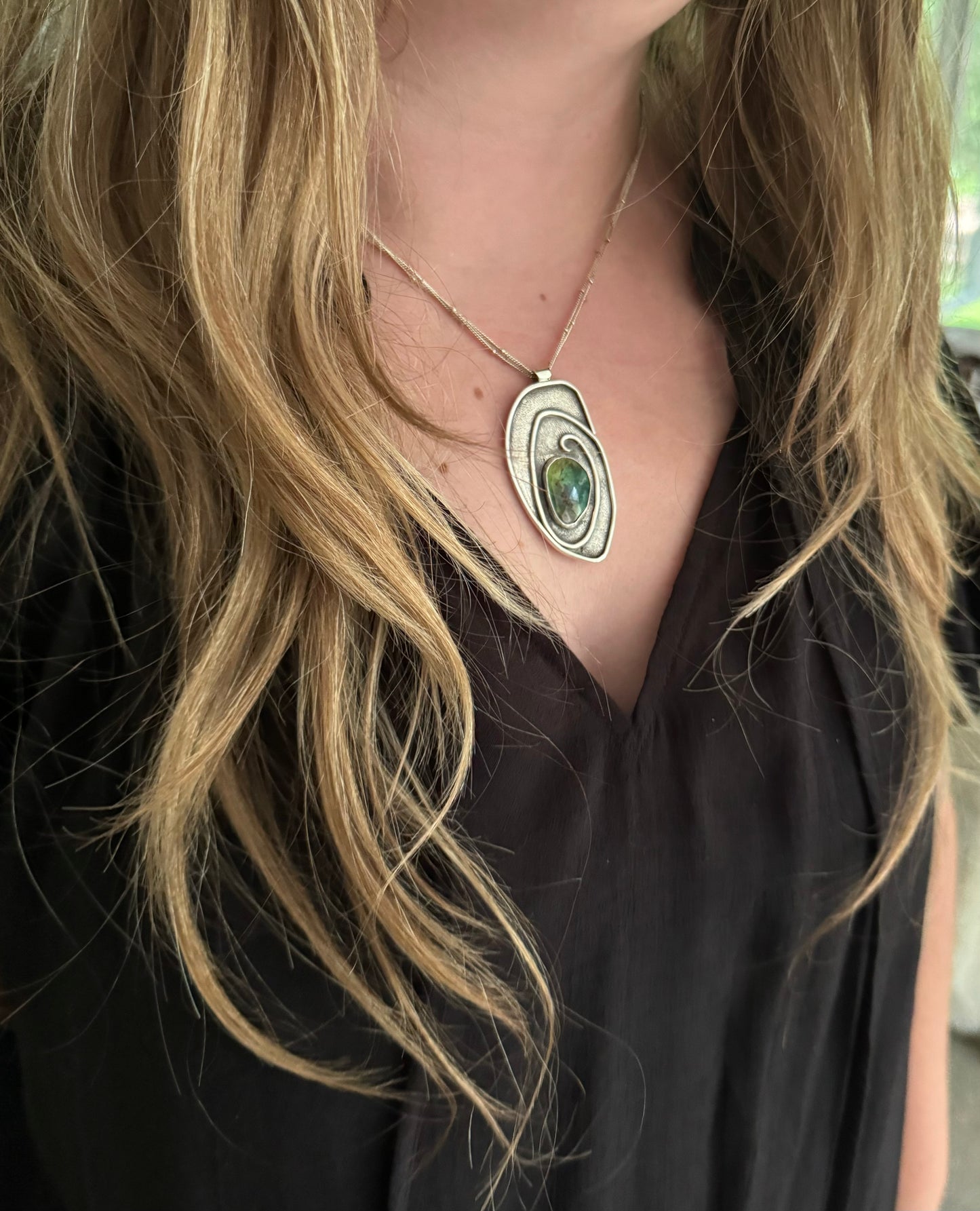 Peruvian Opal and Sterling Silver Tidepool Necklace