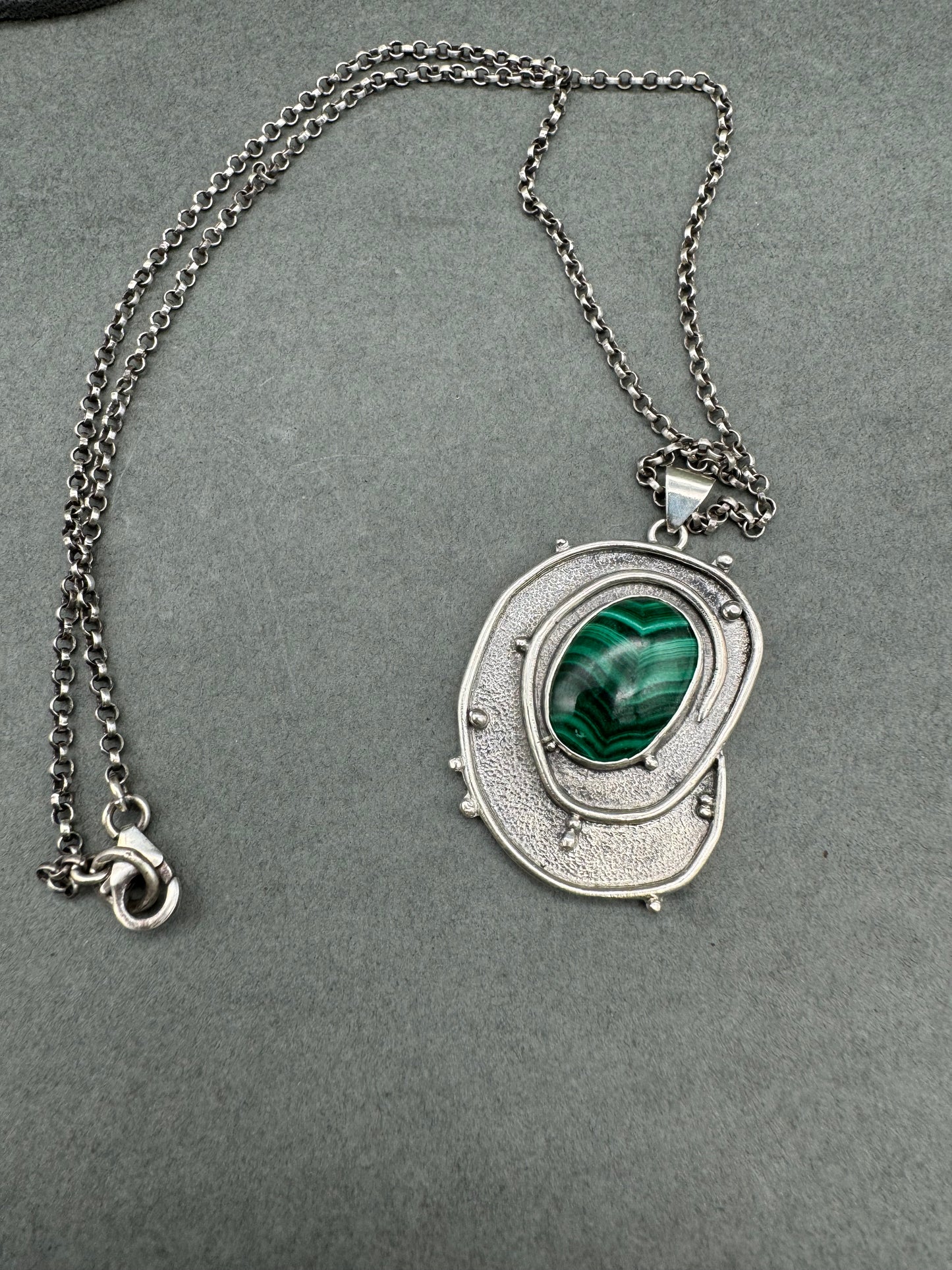 Malachite and Sterling Silver Tide Pool Necklace