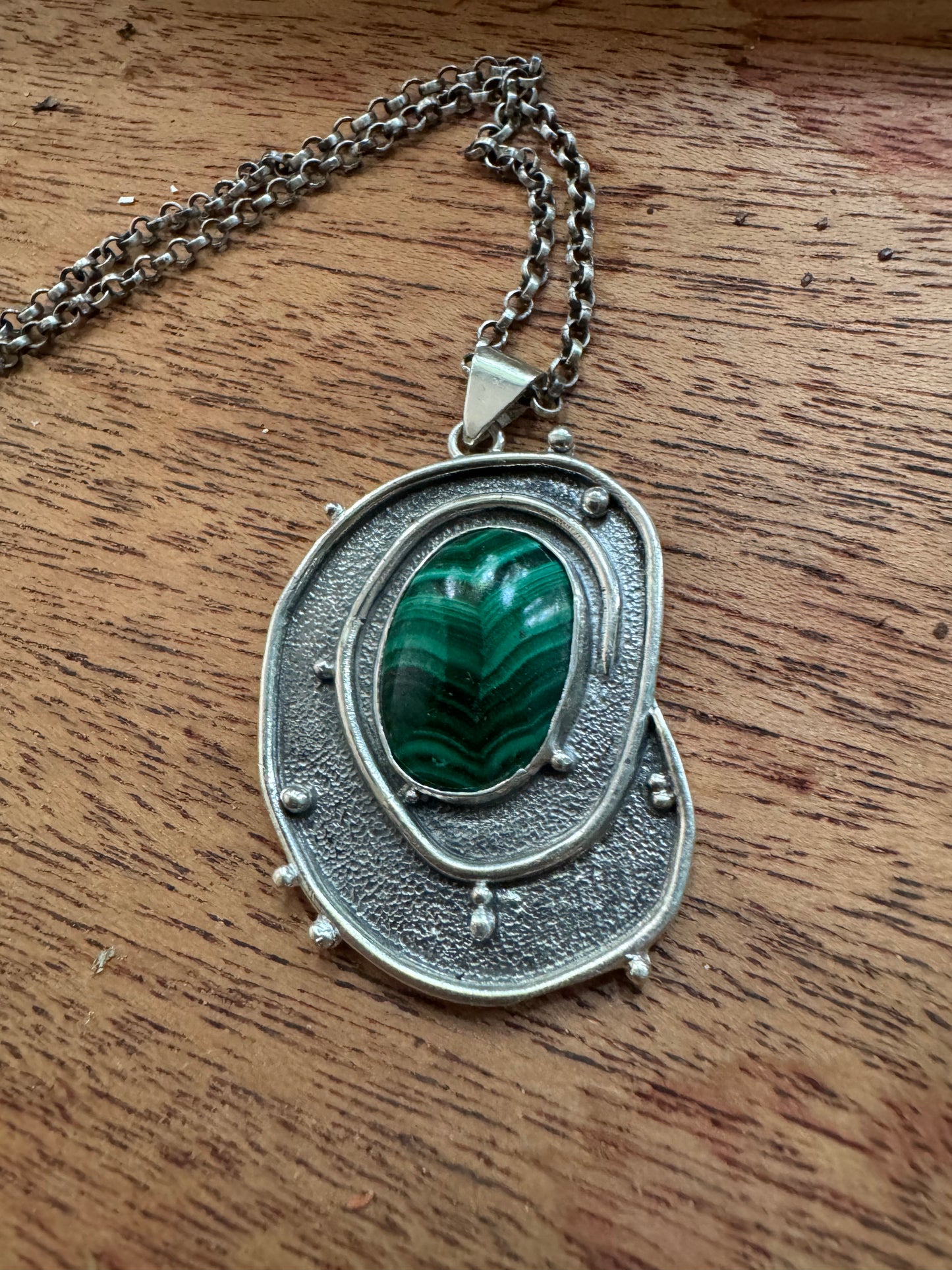 Malachite and Sterling Silver Tide Pool Necklace