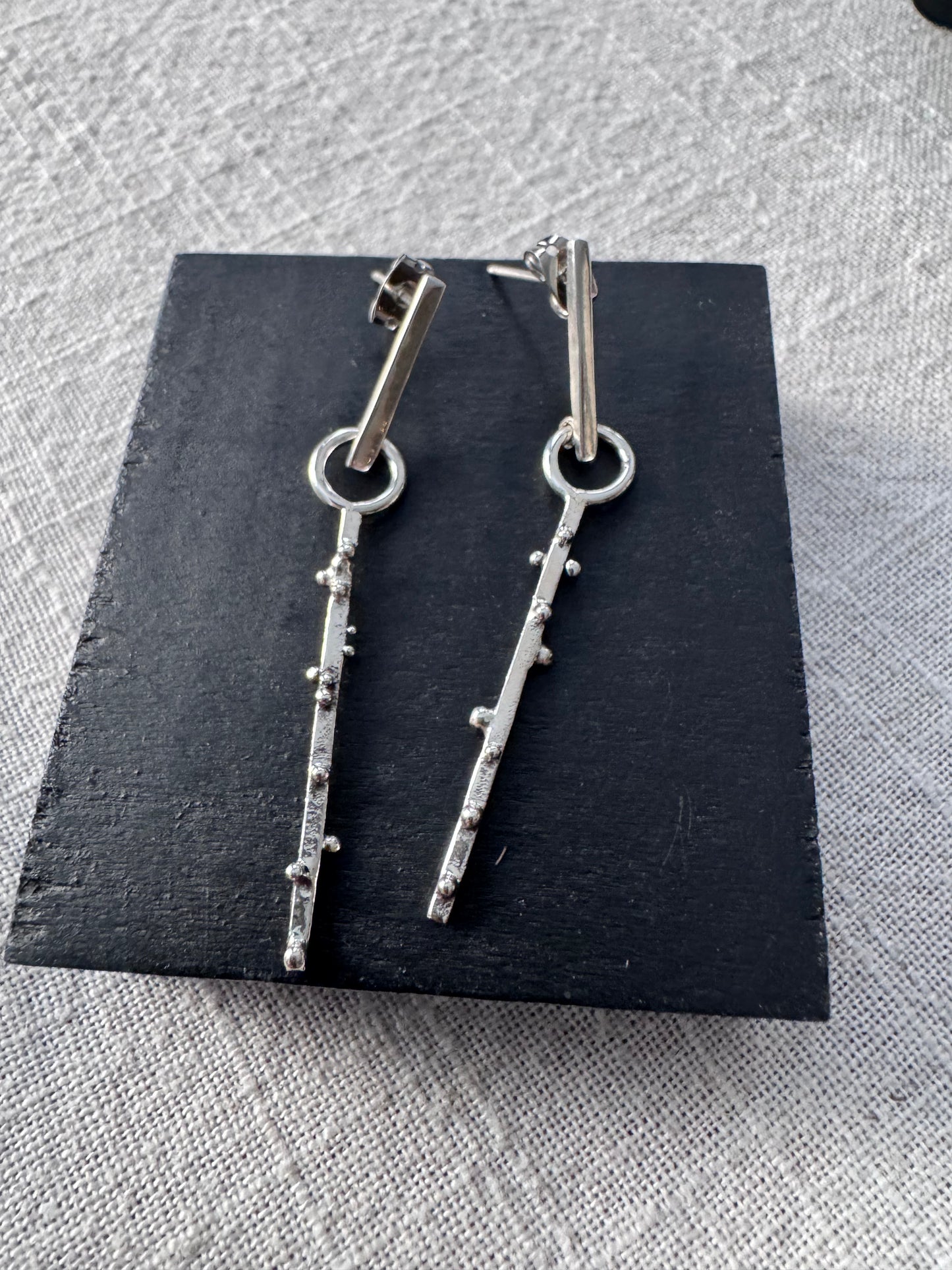 Sterling Silver Minimalist Drop Post Earrings - Everyday Styled Handmade Jewelry