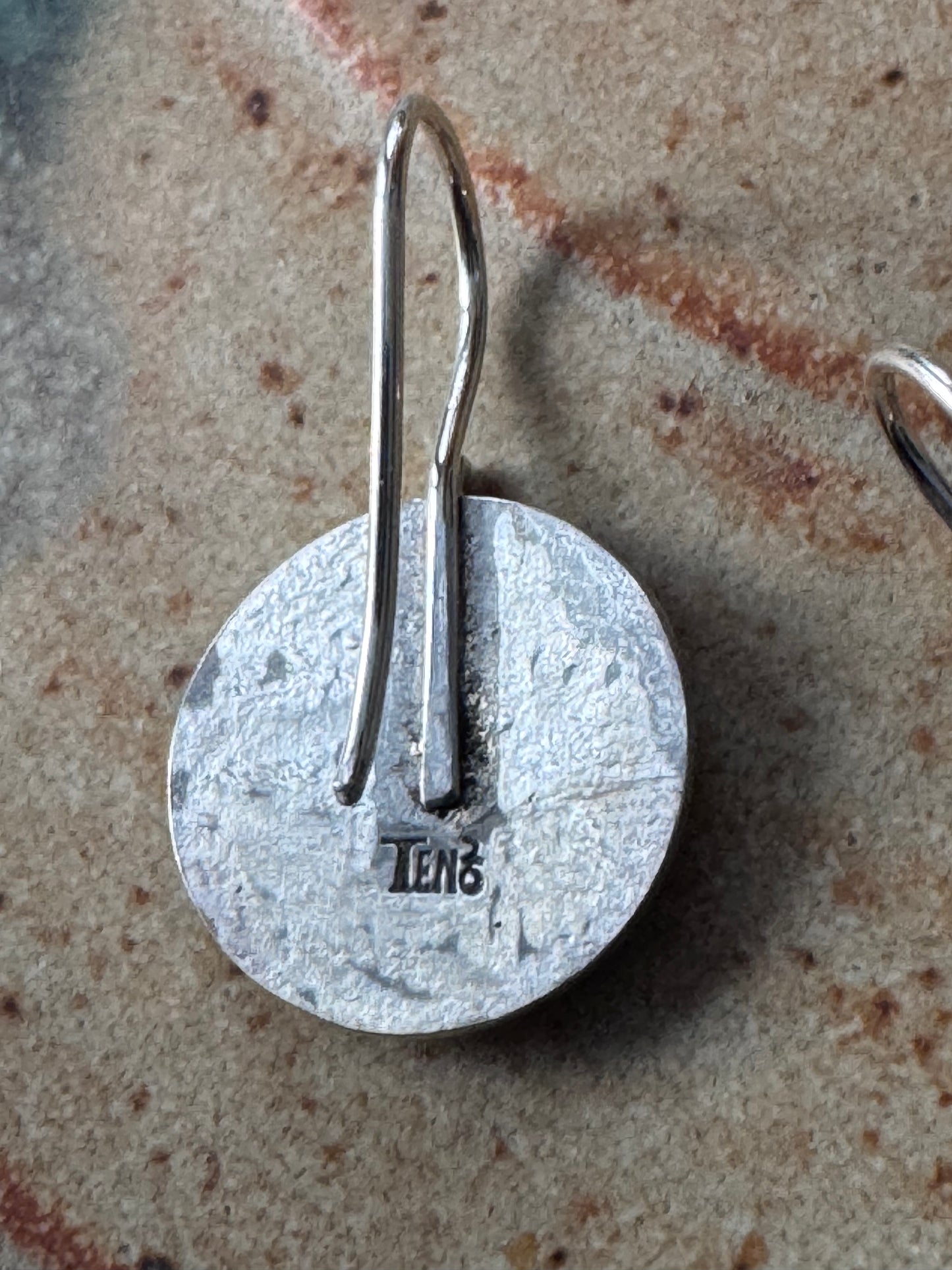 Minimalist Disc Earrings in mixed metals of 14k Gold and Sterling Silver Design Pattern