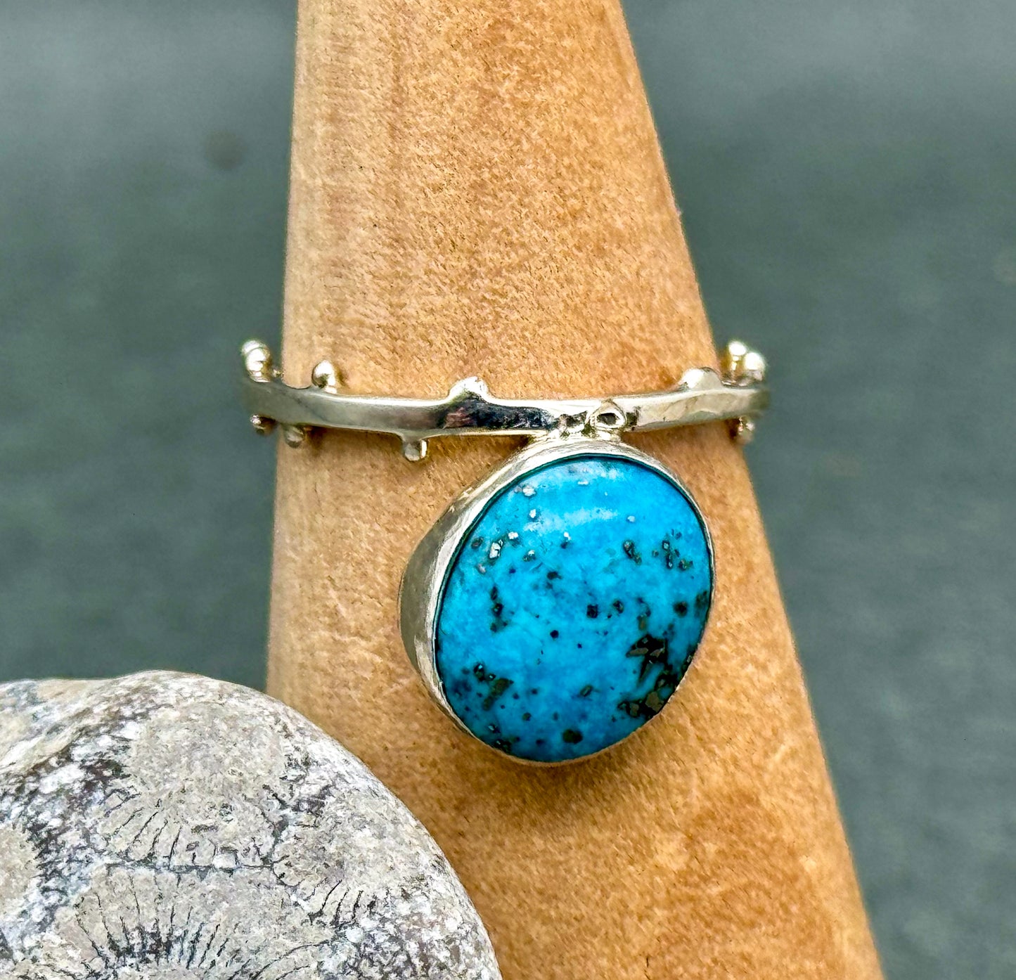 Morenci Turquoise Seedling Ring in Sterling Silver