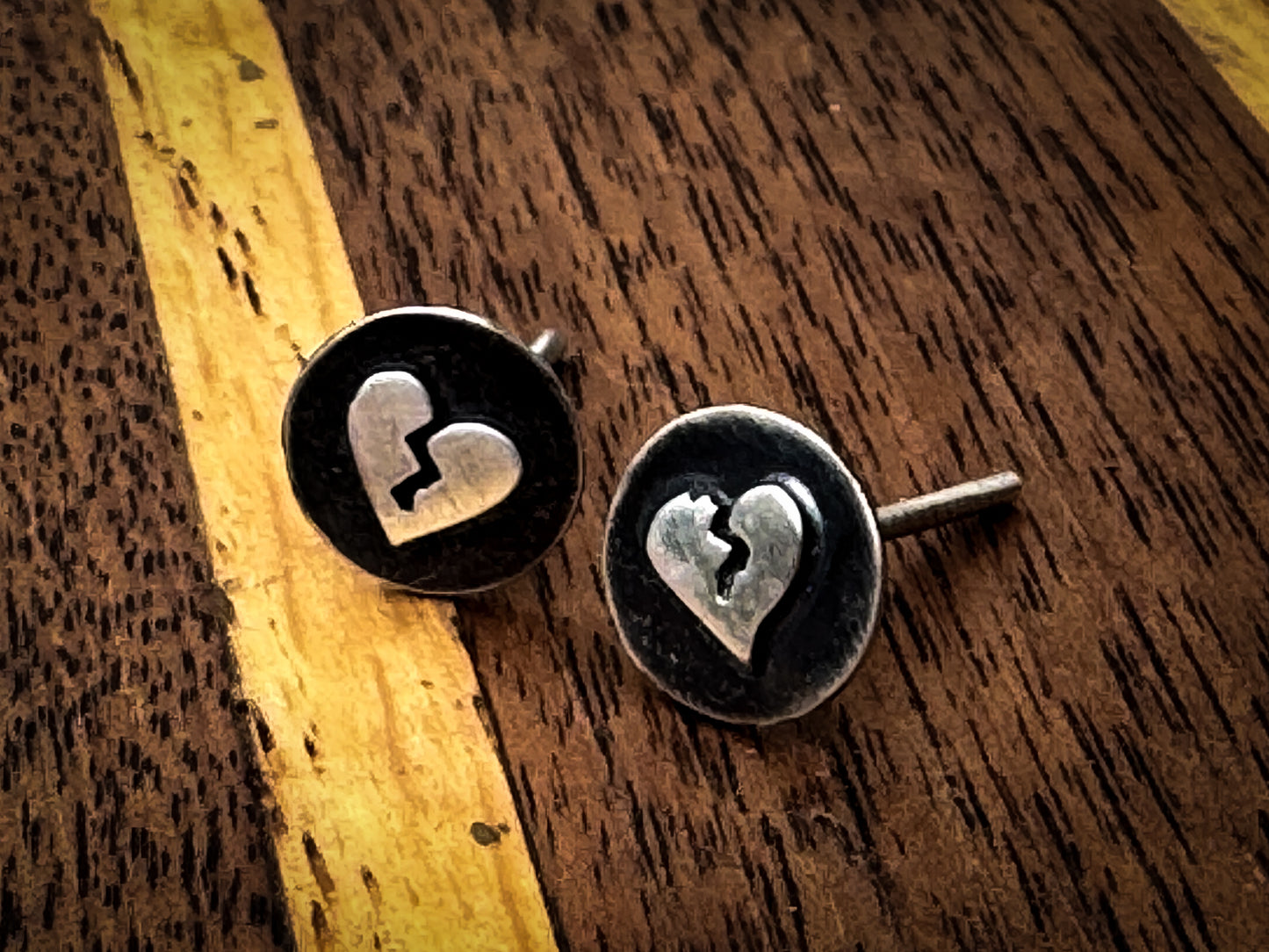Handmade Sterling Silver Broken or Healed Heart Stud Earrings