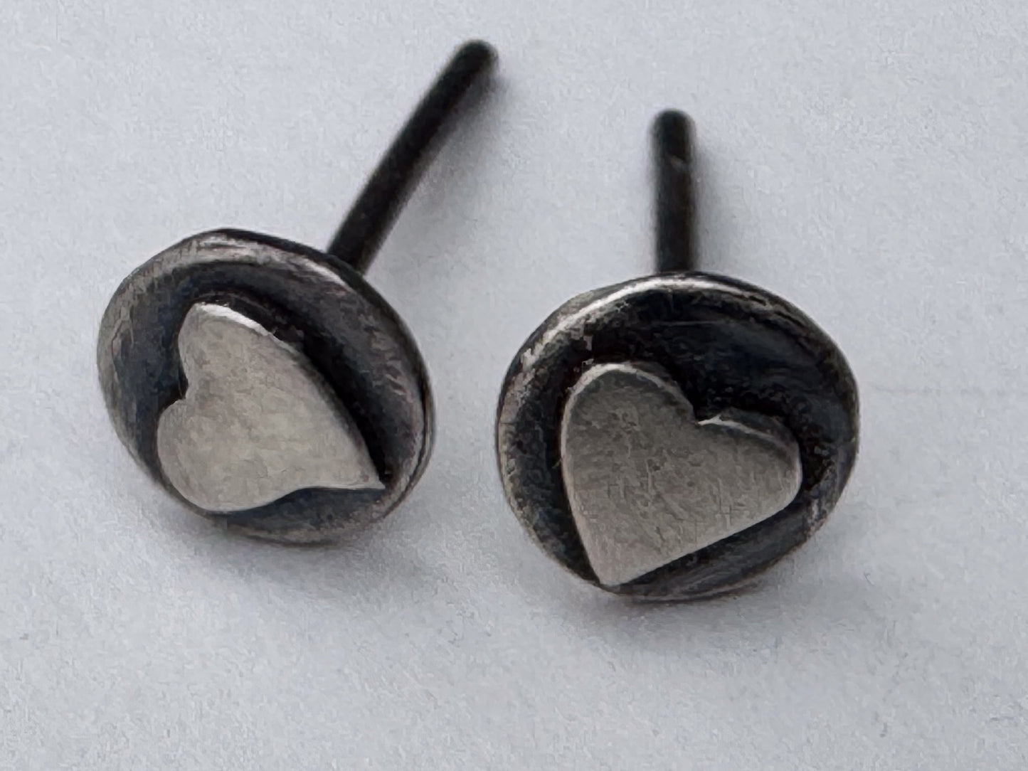 Handmade Sterling Silver Broken or Healed Heart Stud Earrings