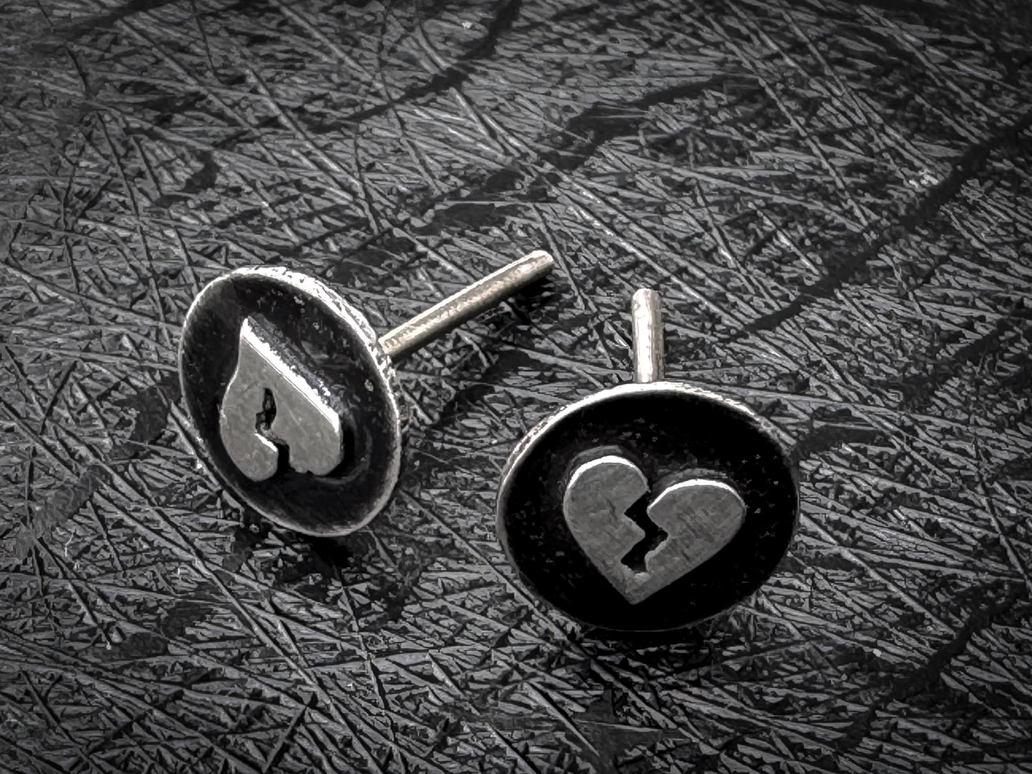 Handmade Sterling Silver Broken or Healed Heart Stud Earrings