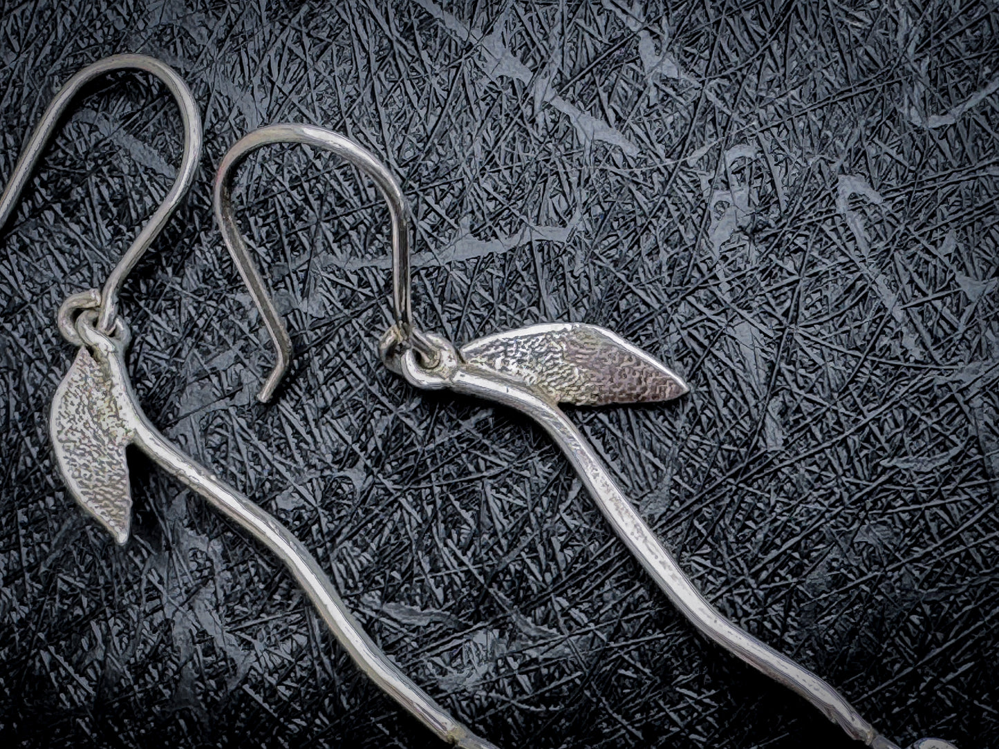 Blue Topaz Sterling Silver Leaf Dangle Earrings