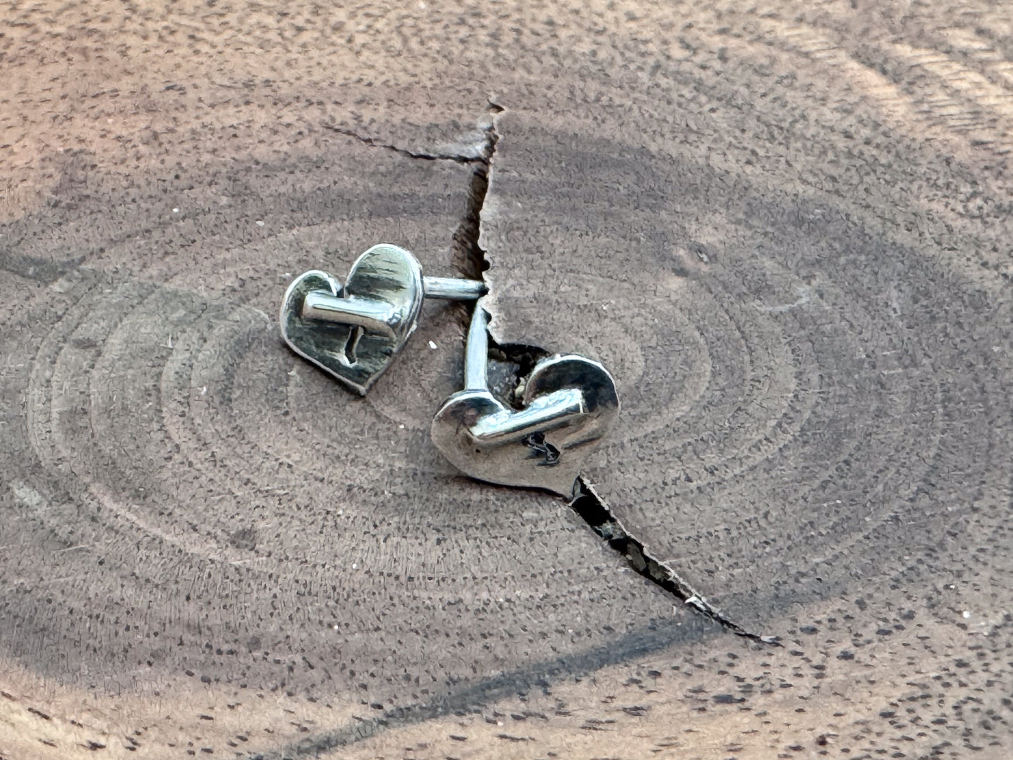 Handmade Sterling Silver Broken or Healed Heart Stud Earrings