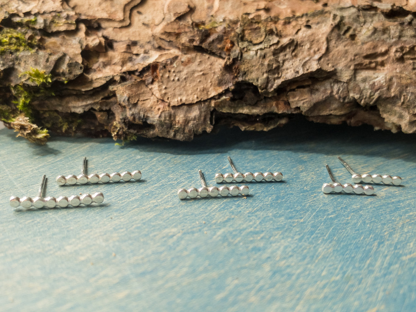 Simple Silver Dot Climber Earrings