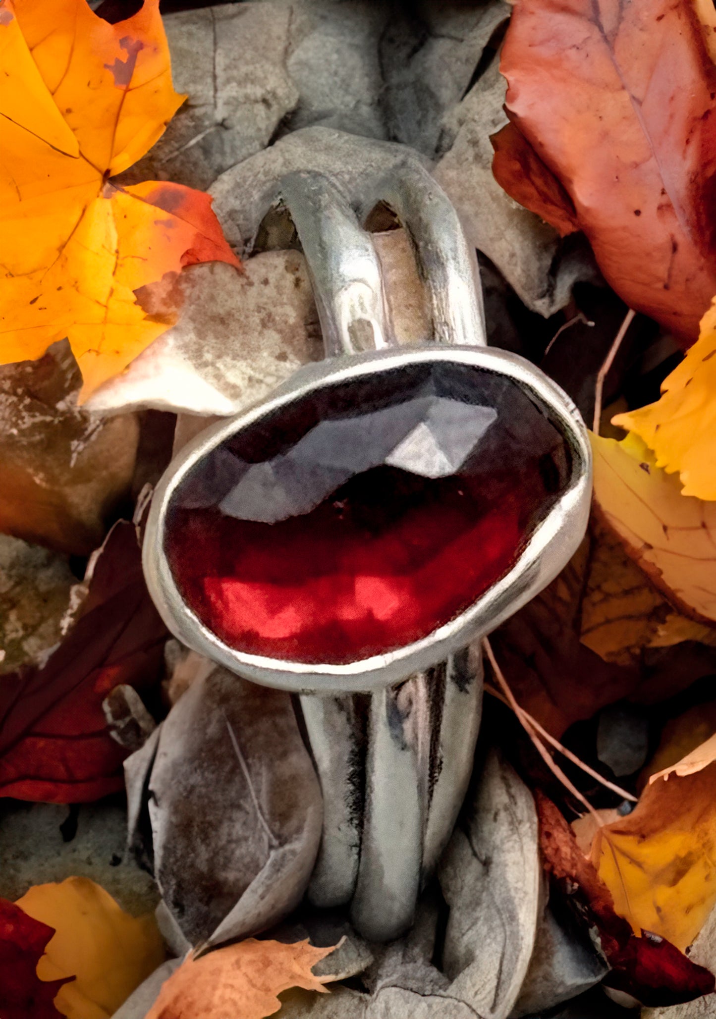 Garnet Sterling Silver Wrap Ring