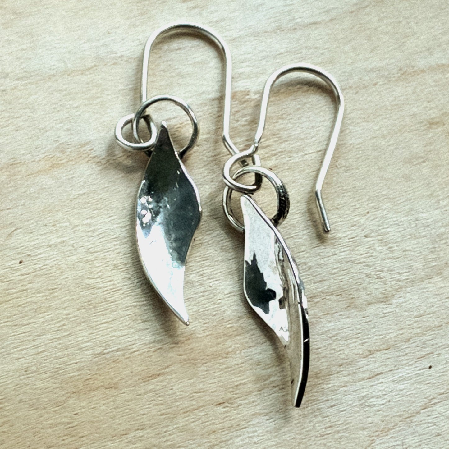 Sterling Leaf Curl Drop Earrings