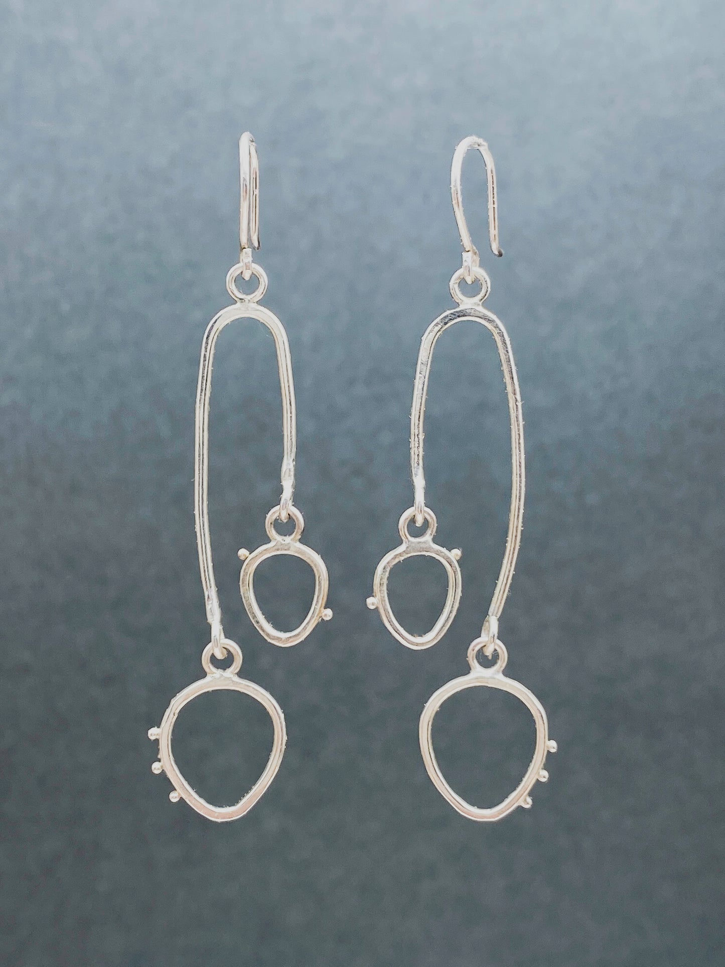 Off Set Silver Drop Chandelier Earrings