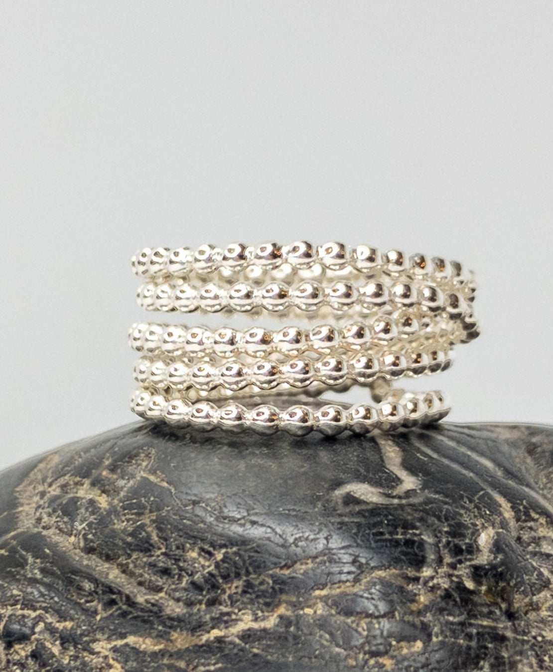 Beaded Dot Sterling Silver Wrap Ring