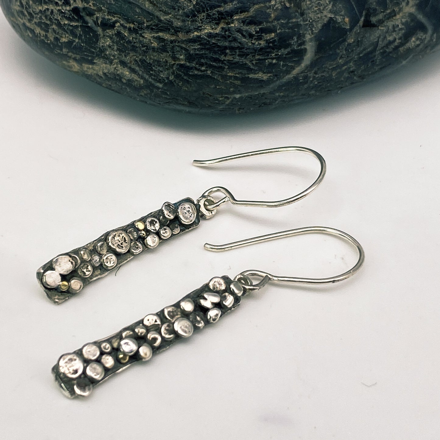 Sterling Silver Pebble Bar Earrings