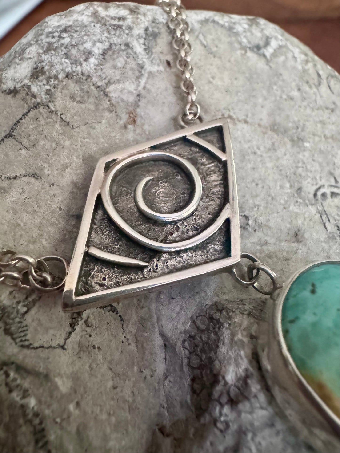 Turquoise Swirl Necklace in Sterling Silver