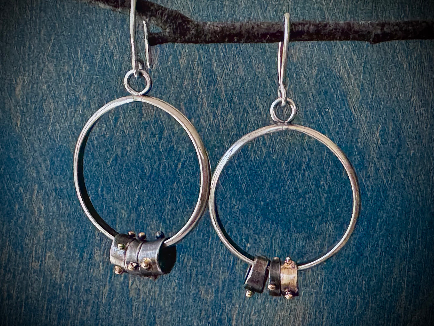 Mixed Metal Hoop Earrings in Sterling Silver and 14k Gold
