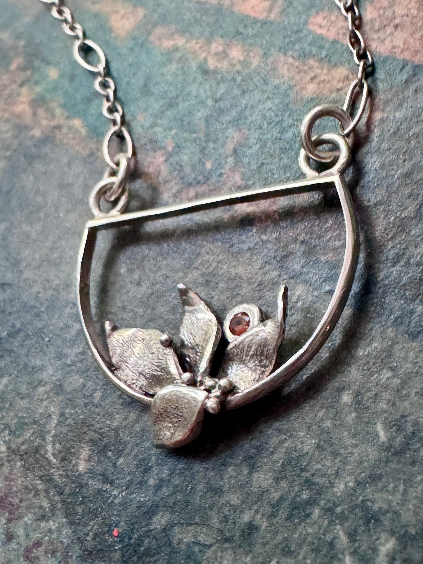 Madeira Citrine Sterling Silver Leaf Necklace