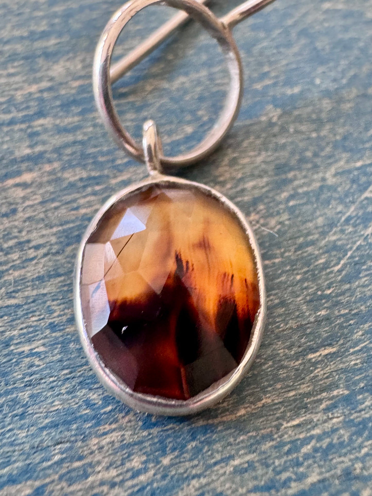 Montana Agate Simple Drop Earrings in Sterling Silver