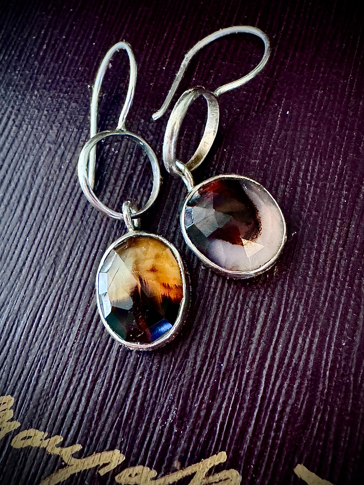 Montana Agate Simple Drop Earrings in Sterling Silver