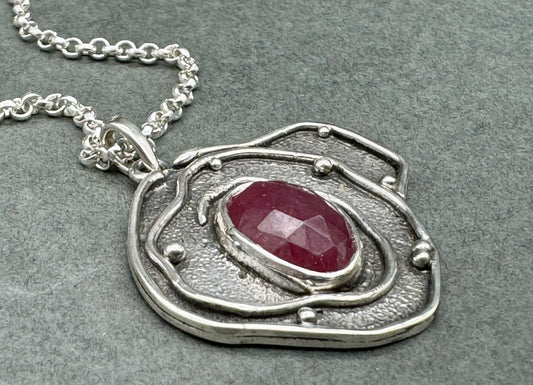 Pink Sapphire Tide Pool Sterling Silver Necklace