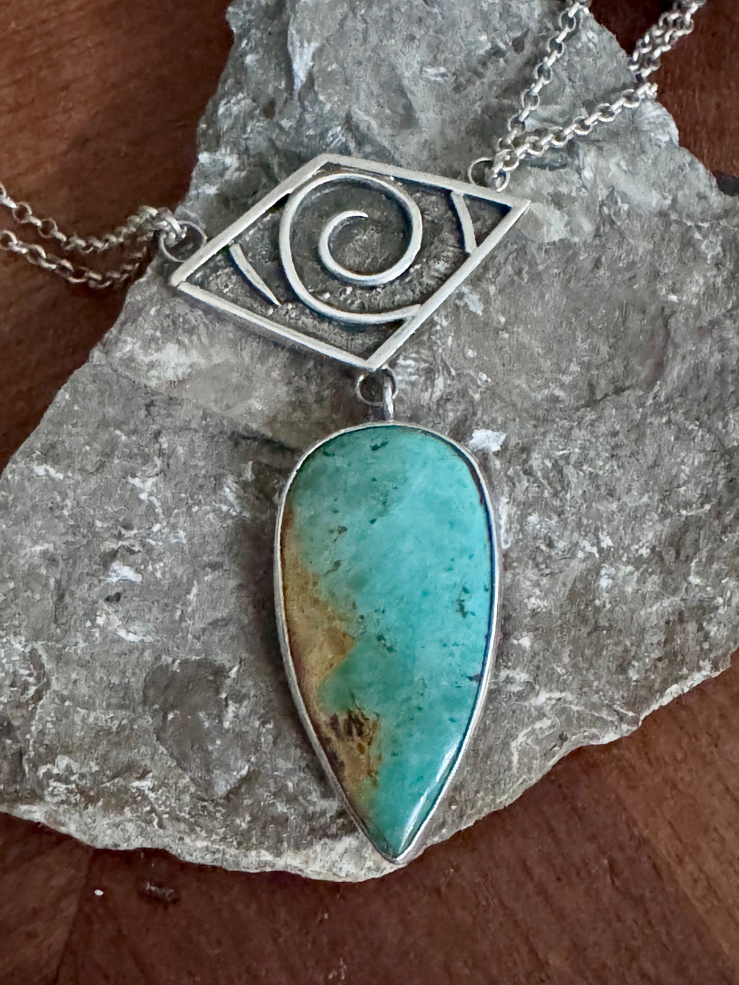 Turquoise Swirl Necklace in Sterling Silver
