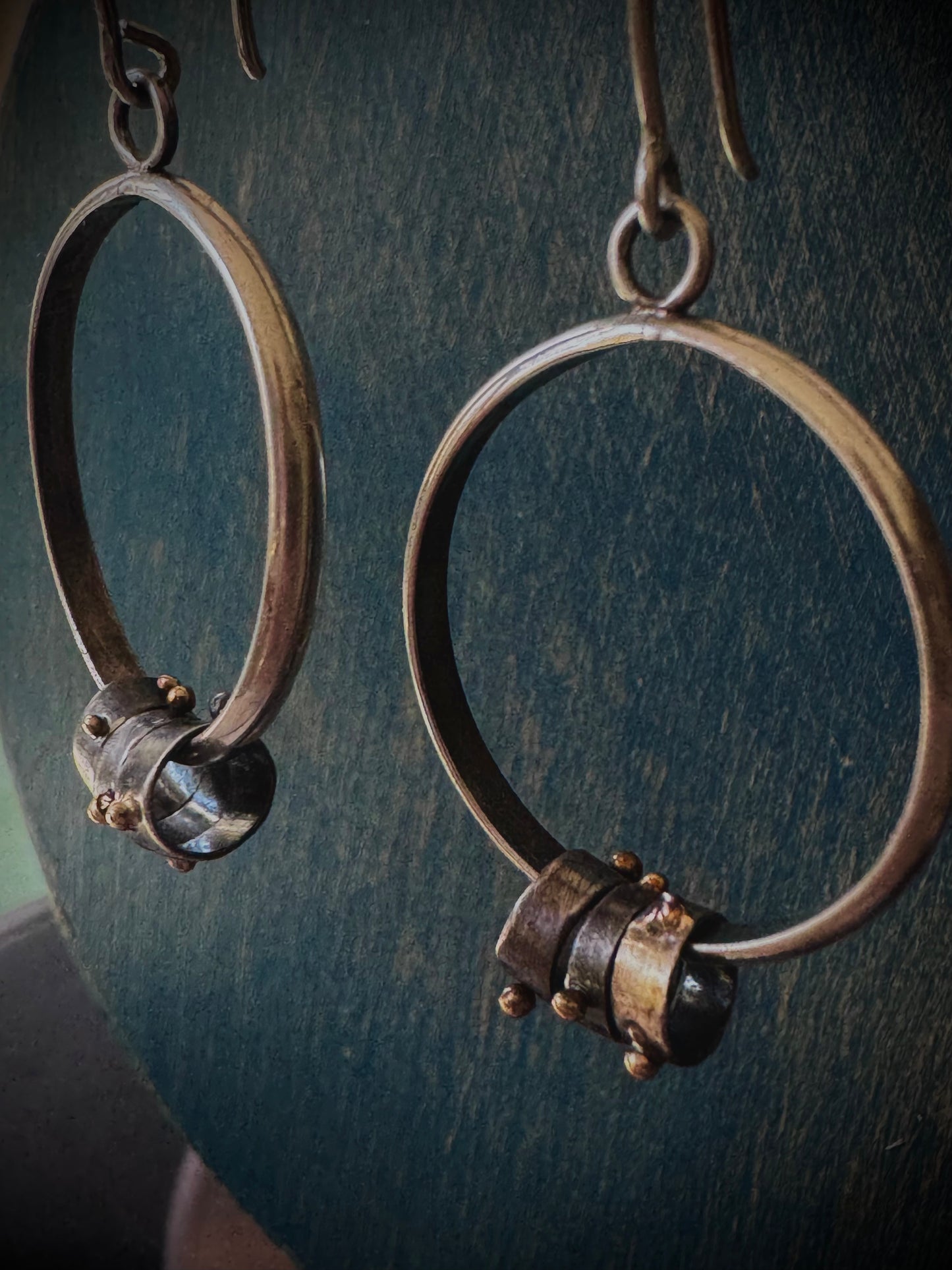 Mixed Metal Hoop Earrings in Sterling Silver and 14k Gold