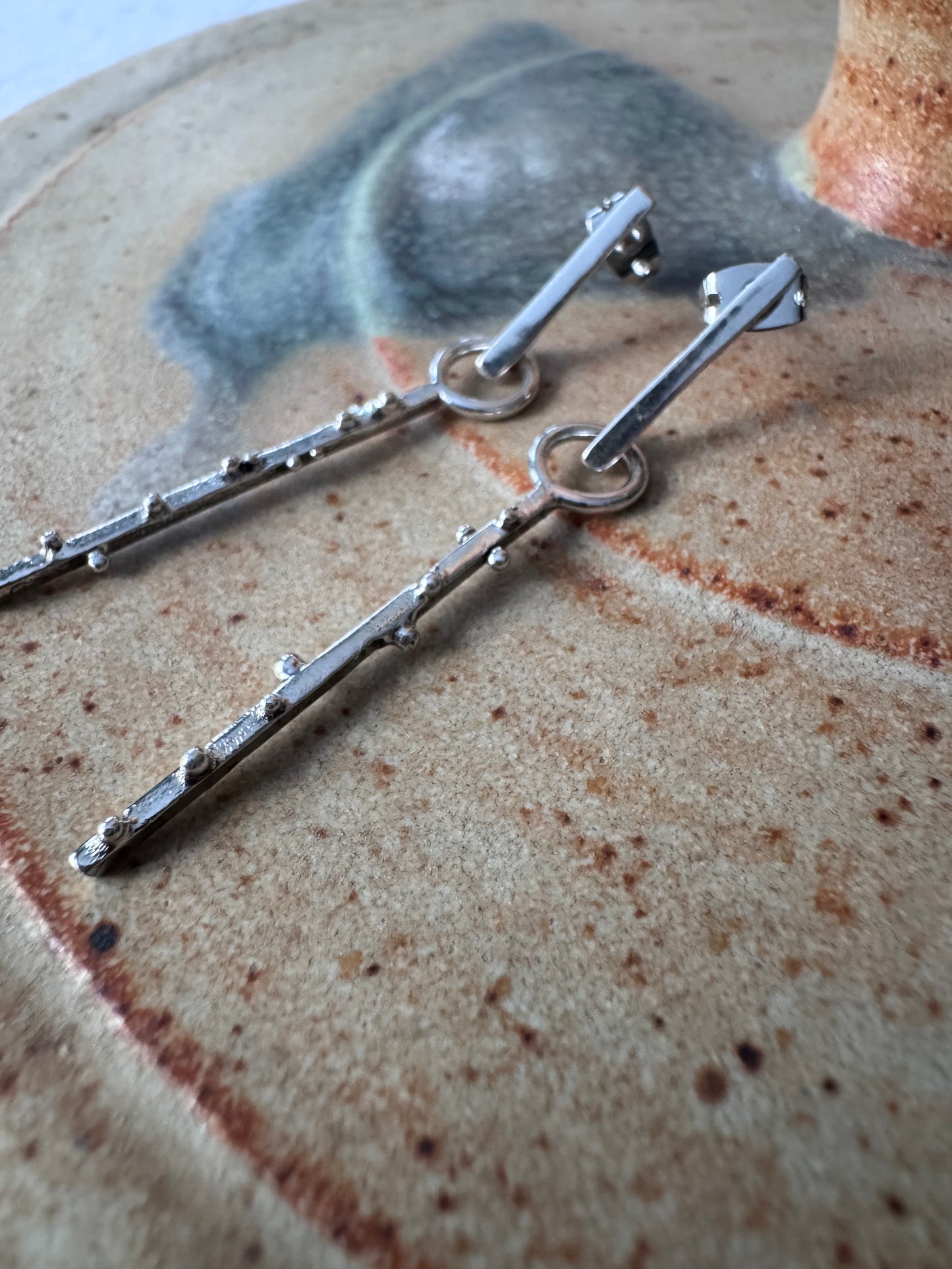 Sterling Silver Minimalist Drop Post Earrings - Everyday Styled Handmade Jewelry