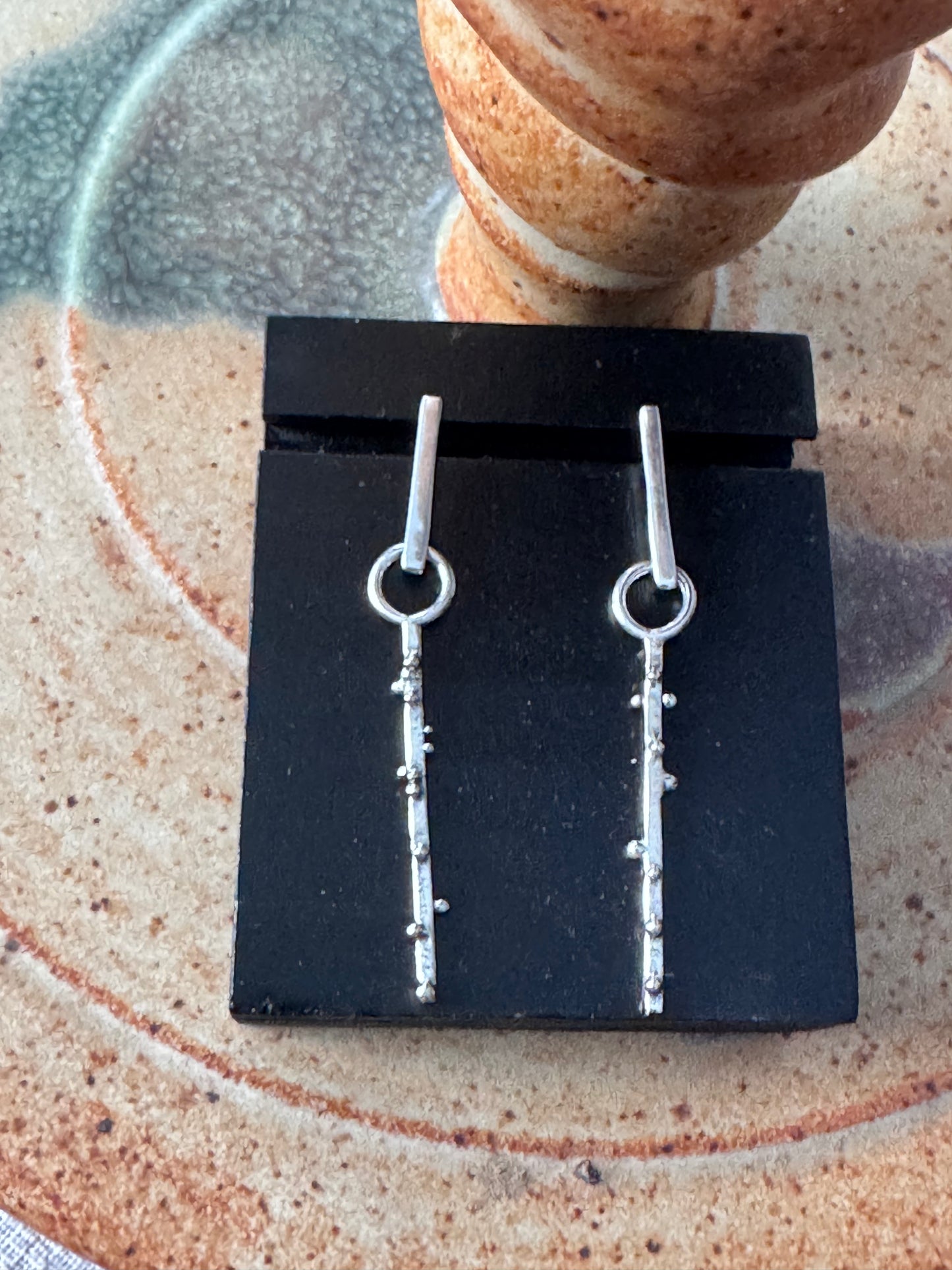 Sterling Silver Minimalist Drop Post Earrings - Everyday Styled Handmade Jewelry
