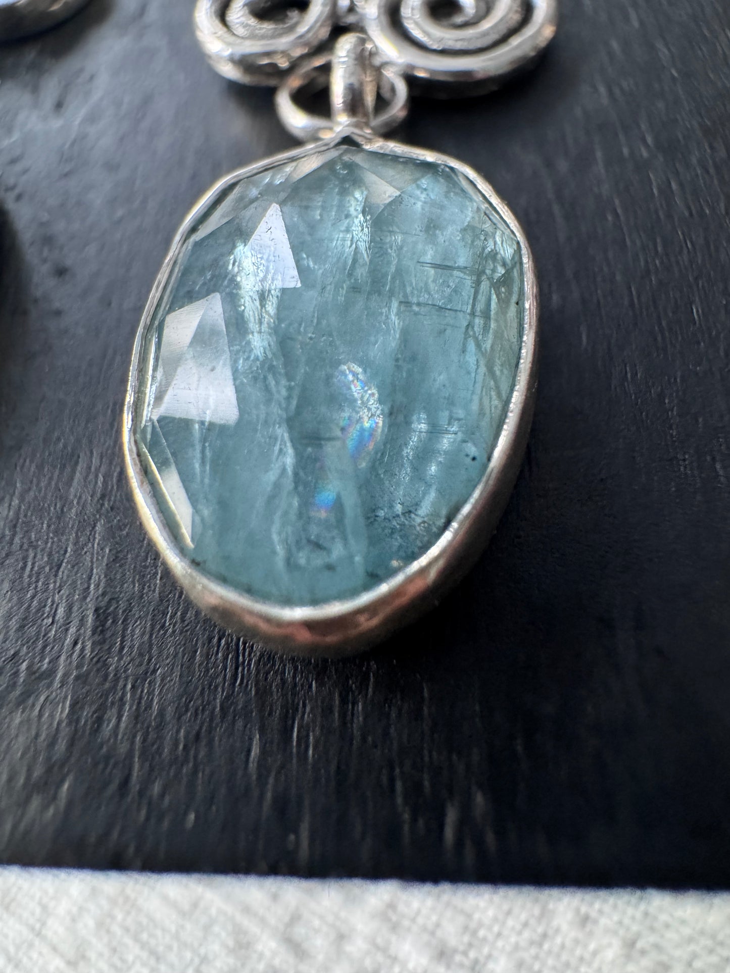 Sterling Silver and Icy Blue Kyanite Swirl Statement Earrings with Leverback