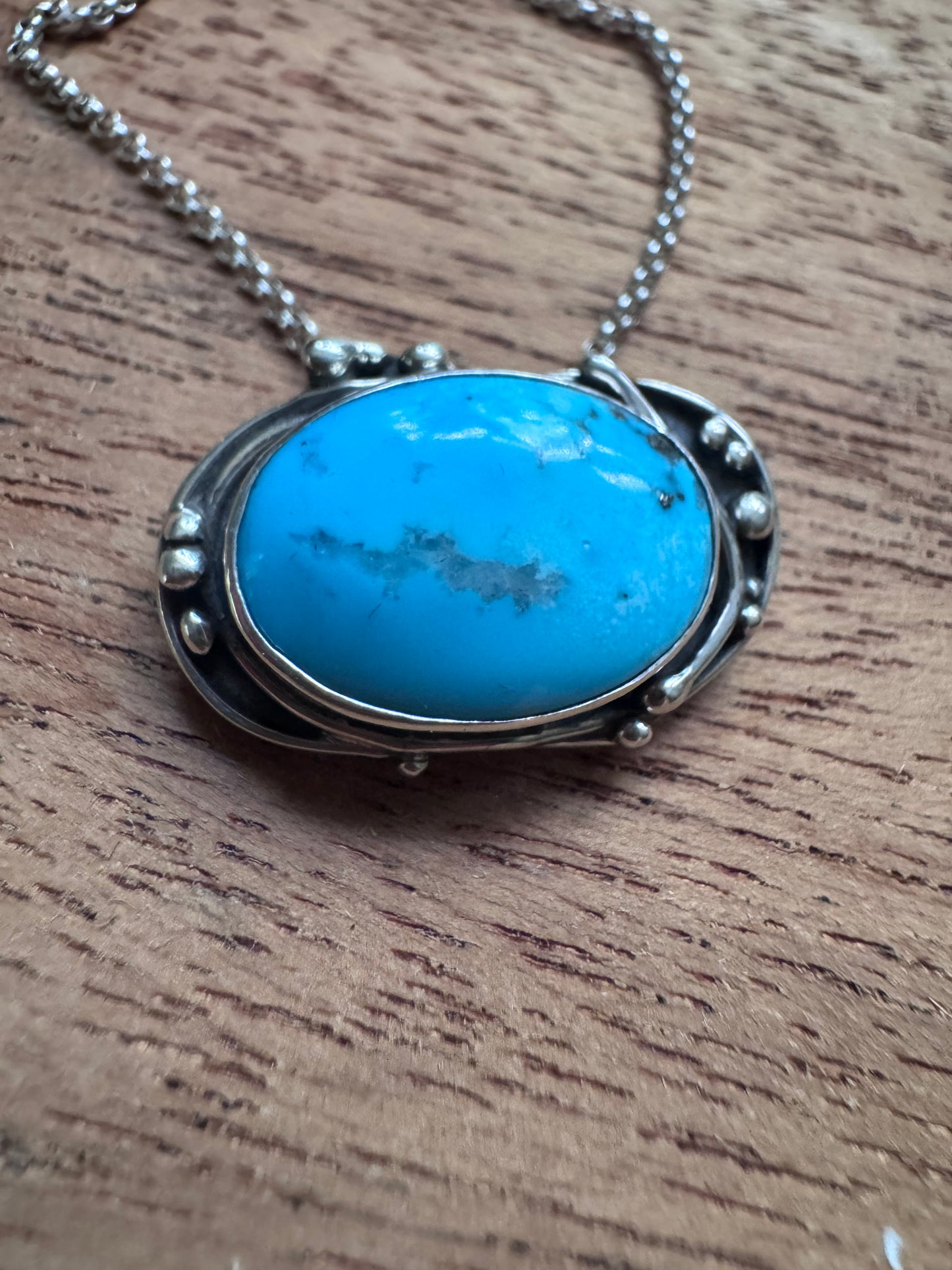 Turquoise Sea Kelp Necklace in Sterling Silver