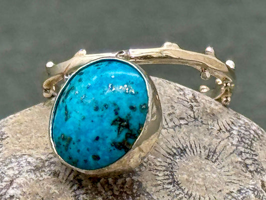 Morenci Turquoise Seedling Ring in Sterling Silver