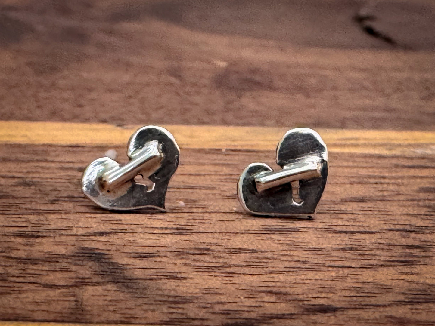 Handmade Sterling Silver Broken or Healed Heart Stud Earrings