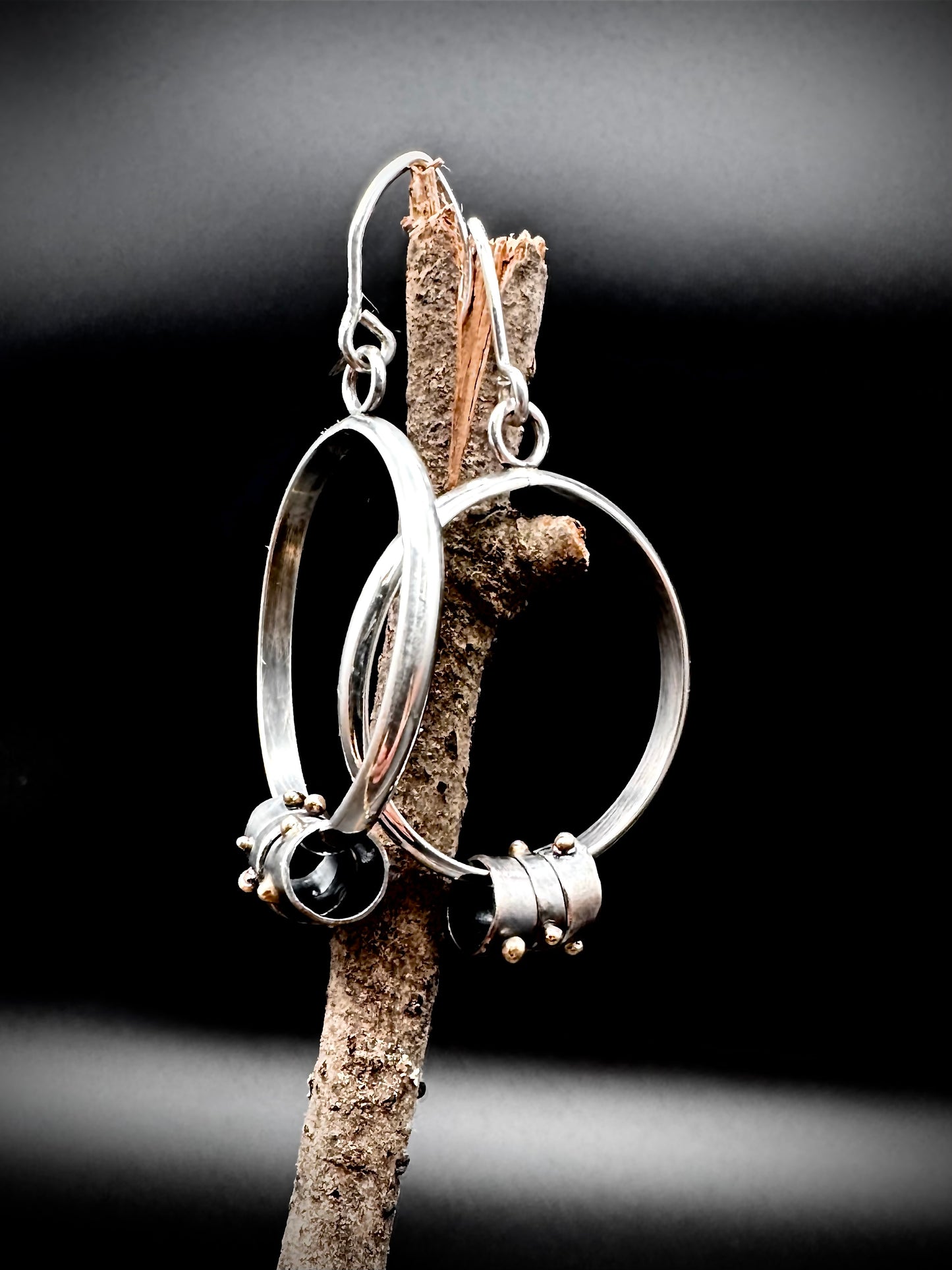 Mixed Metal Hoop Earrings in Sterling Silver and 14k Gold