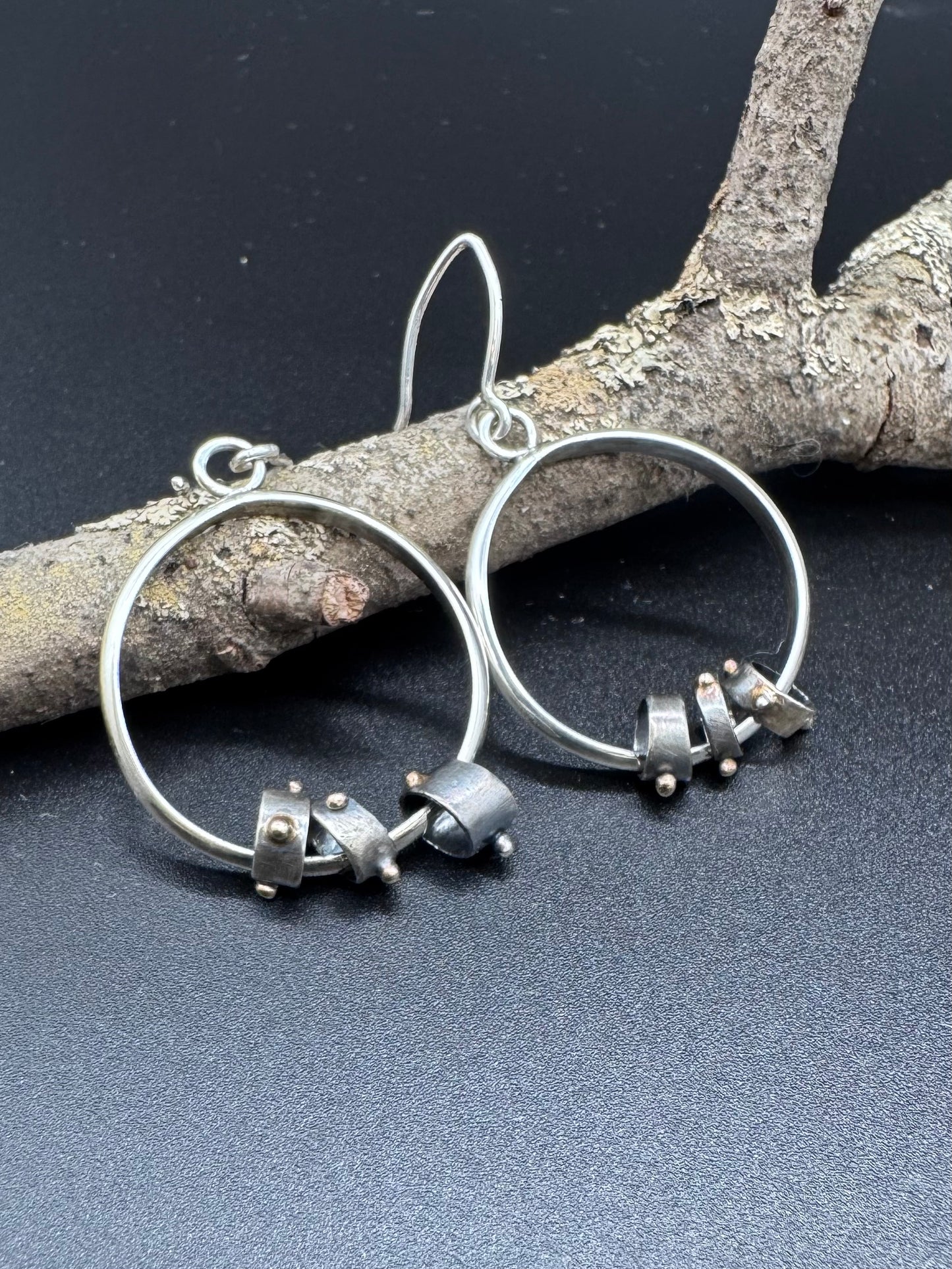 Mixed Metal Hoop Earrings in Sterling Silver and 14k Gold