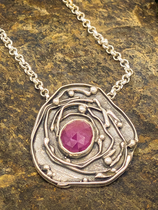 Pink Sapphire Tide Pool Pendant Necklace