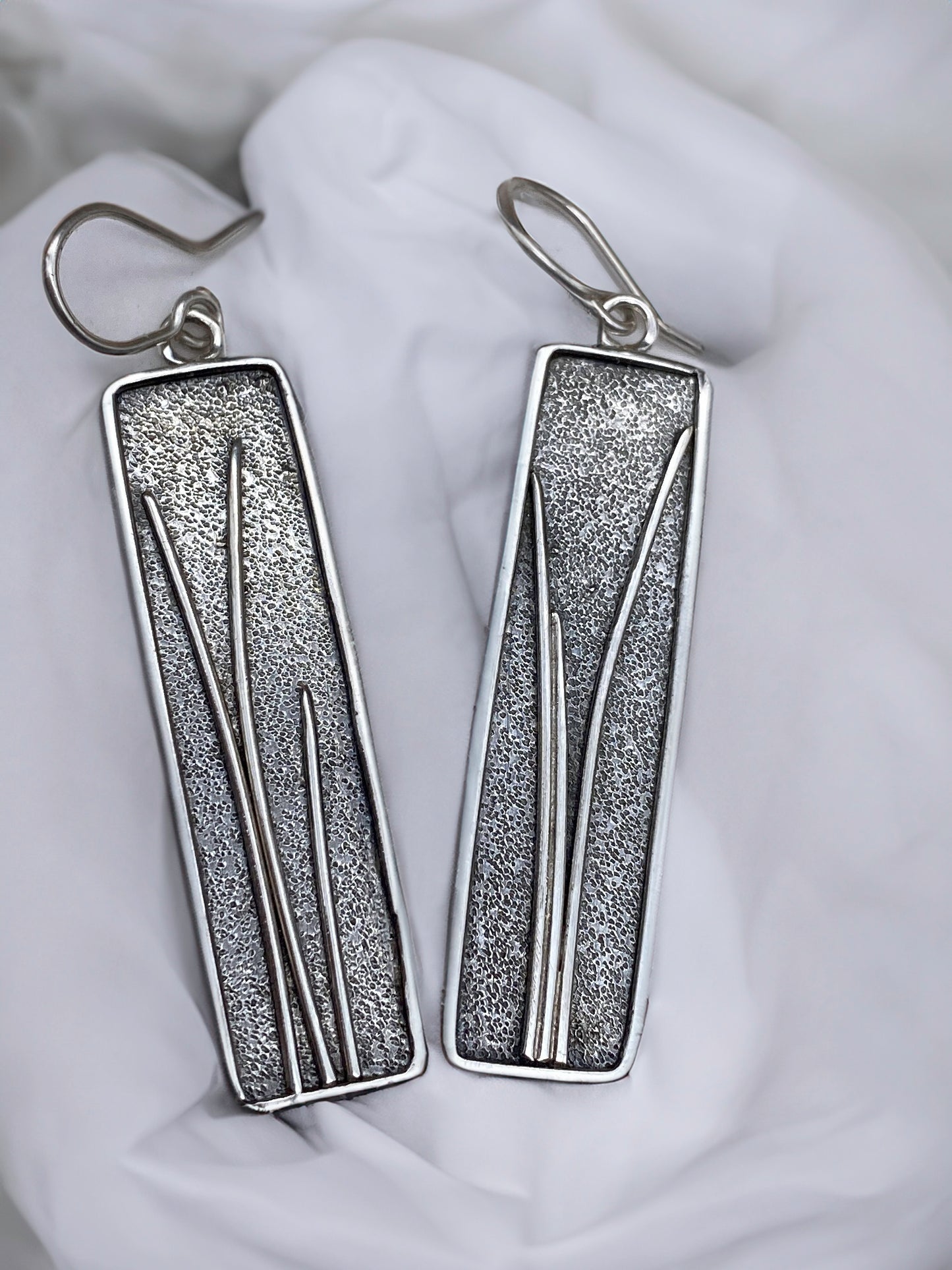 Beach Grass Sterling Silver Earrings