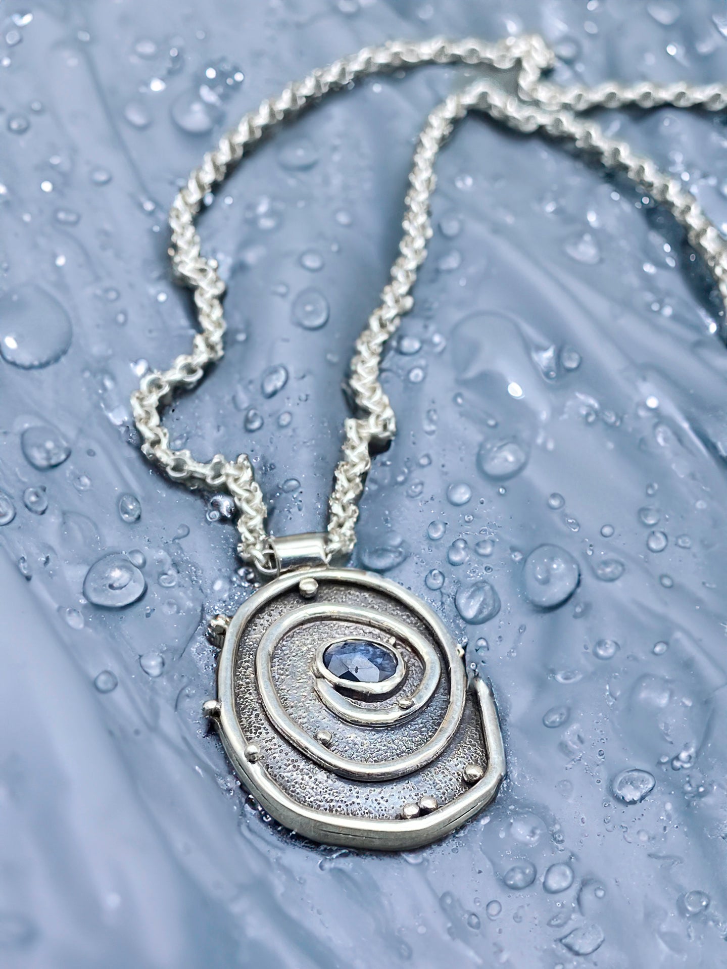 Deep Blue Sea Spinel and Sterling Signature Tidepool Design