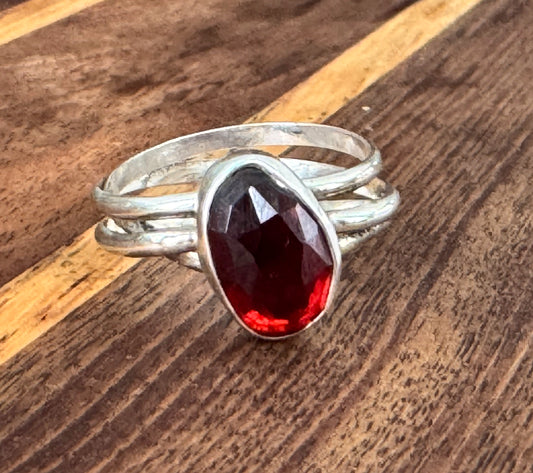 Garnet Sterling Silver Wrap Ring