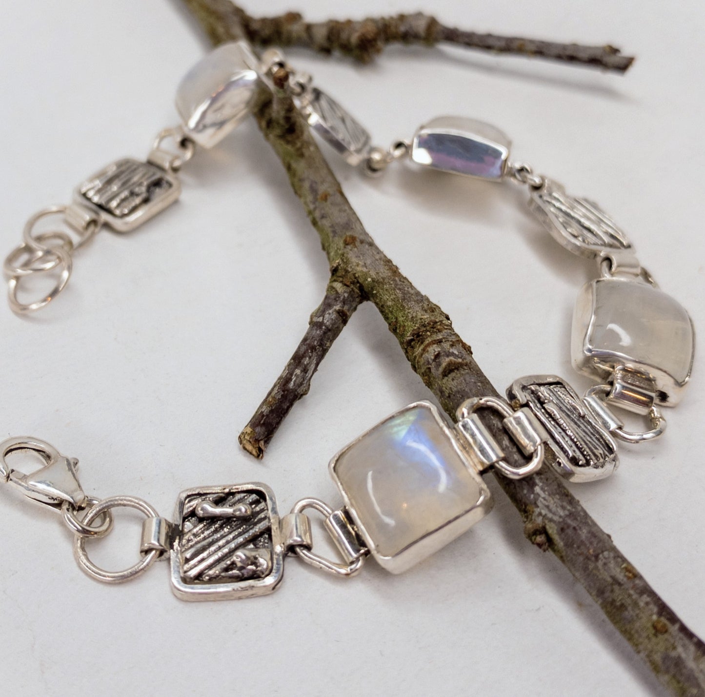 Moonstone Silver Link Bracelet