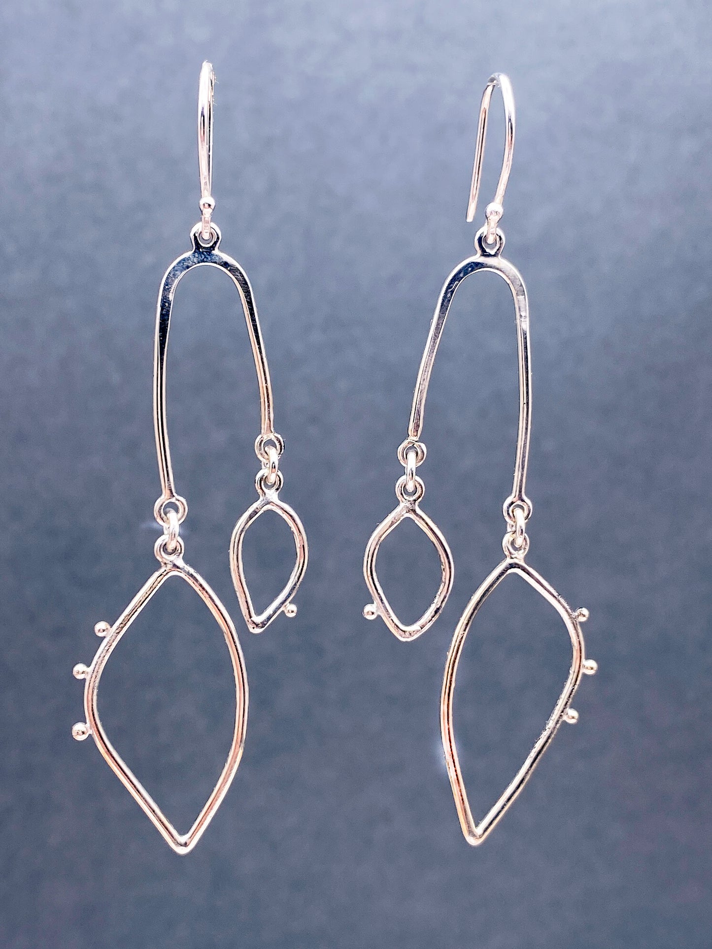 Organic Silver OffSet Chandelier Earrings