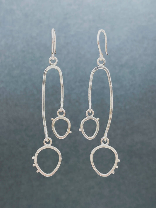 Off Set Silver Drop Chandelier Earrings