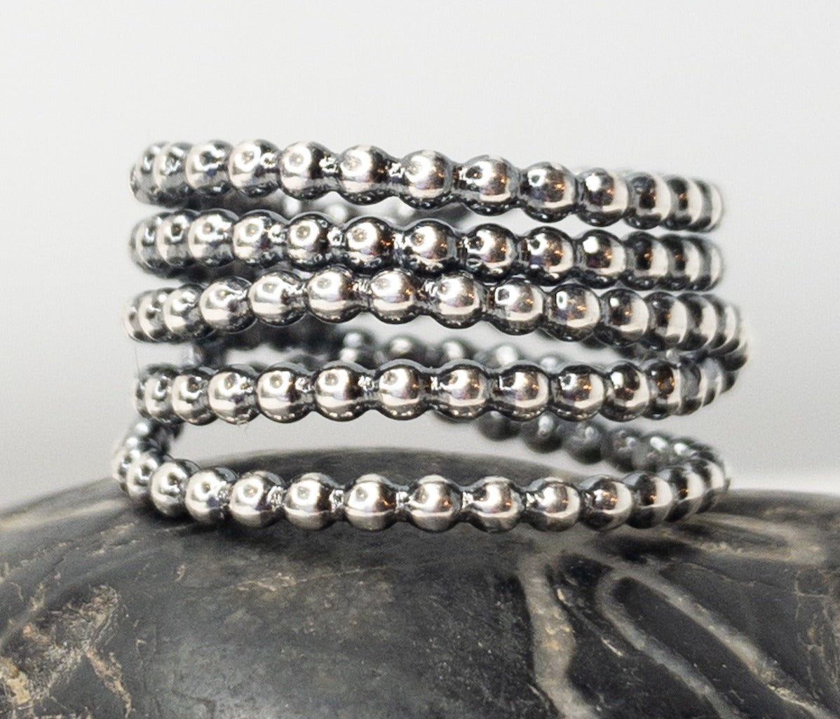 Beaded Dot Sterling Silver Wrap Ring