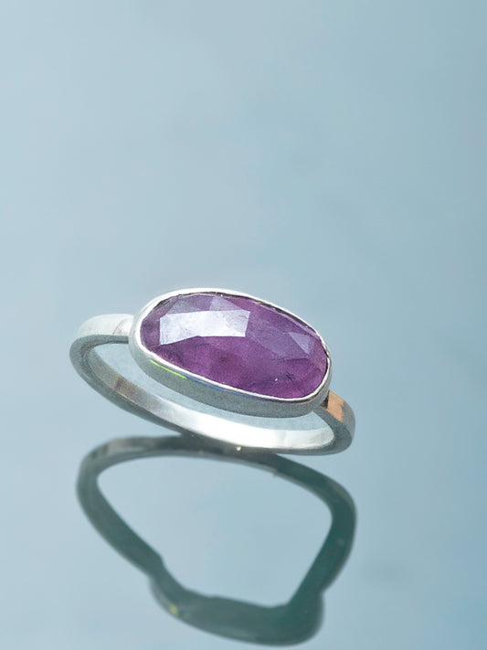Pink Sapphire Sterling Ring Solo or Layered