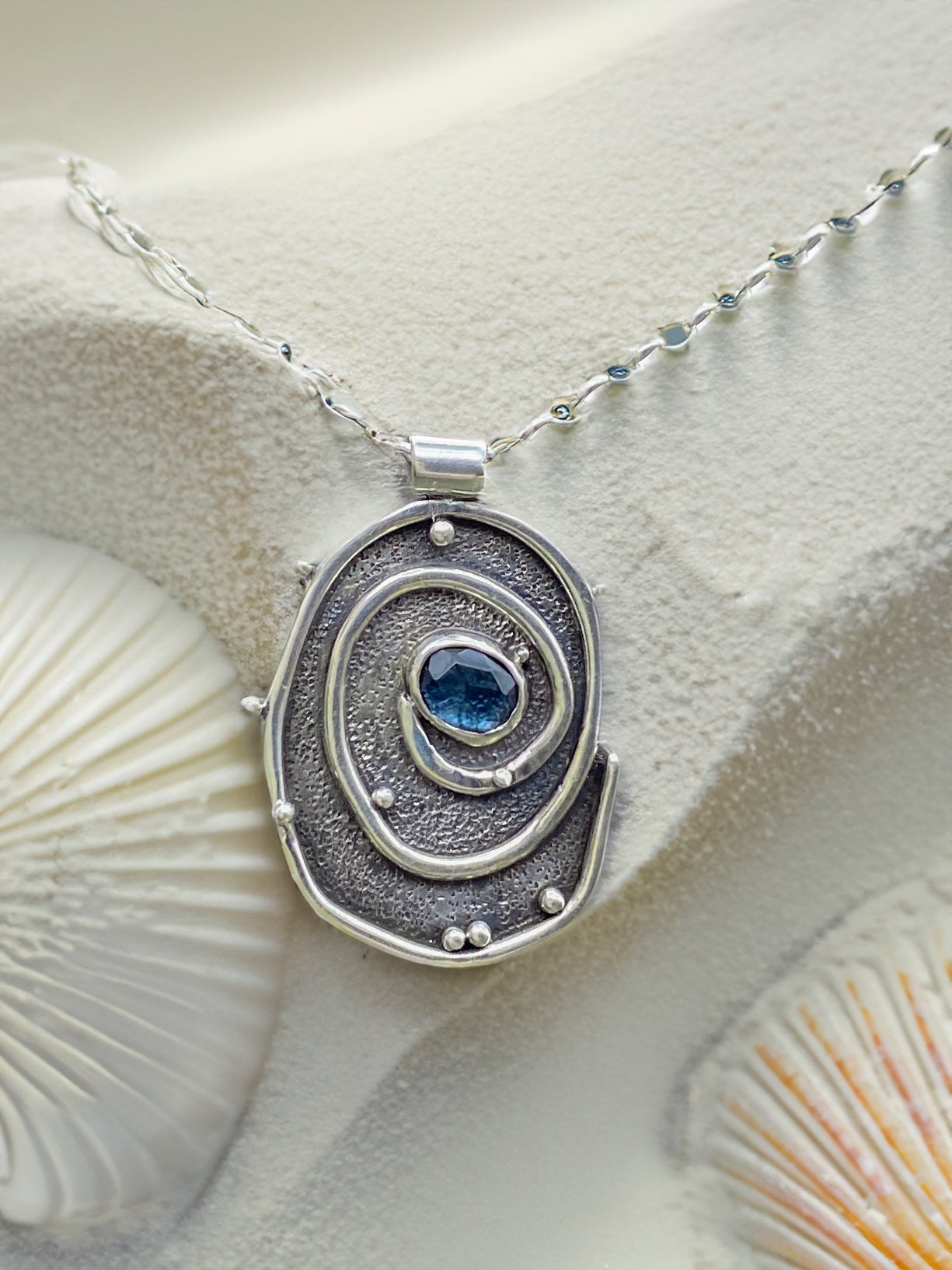 Deep Blue Sea Spinel and Sterling Signature Tidepool Design