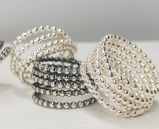 Beaded Dot Sterling Silver Wrap Ring