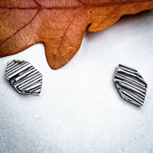 Sterling Stick Texture Earring Studs