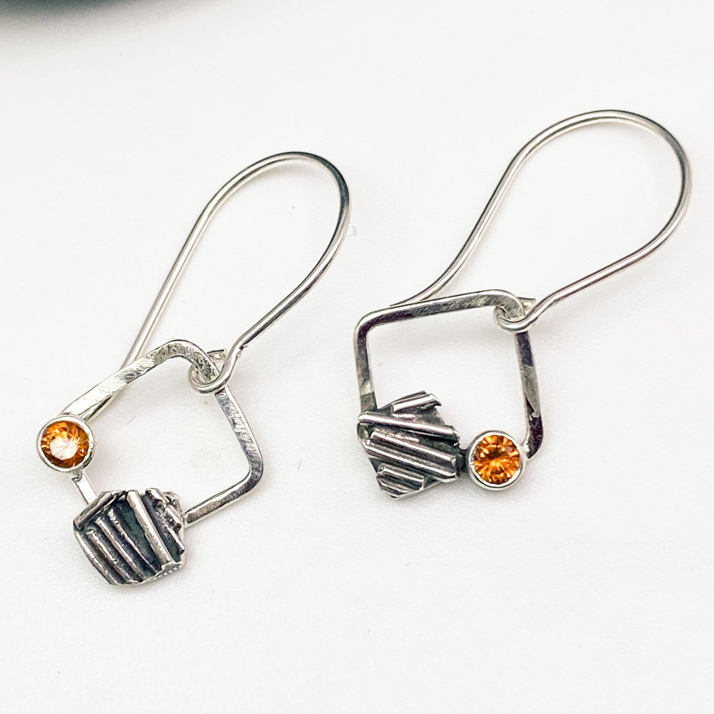 Orange Garnet Twig Earrings
