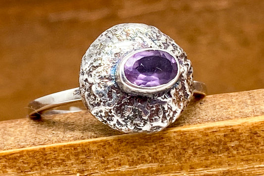Amethyst Texture Dome Ring