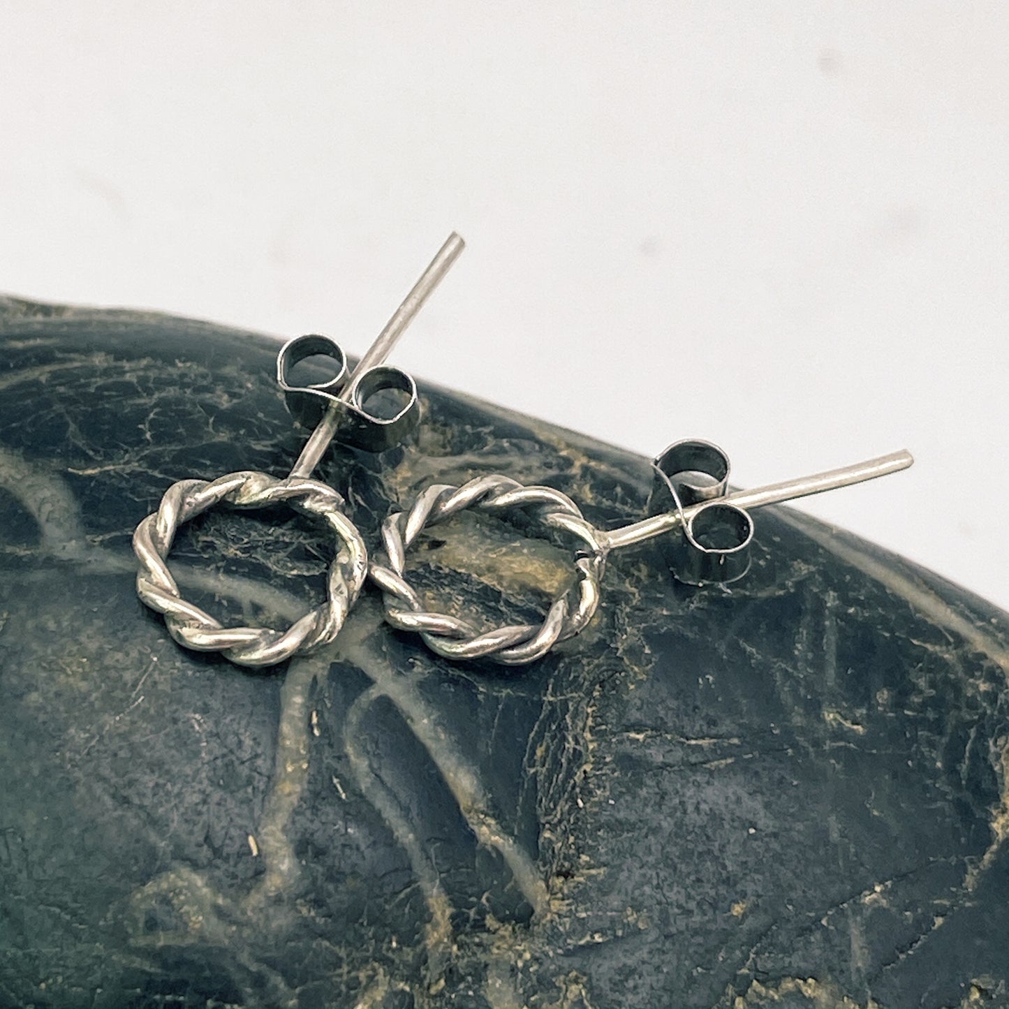 Twisted Silver Stud Earrings
